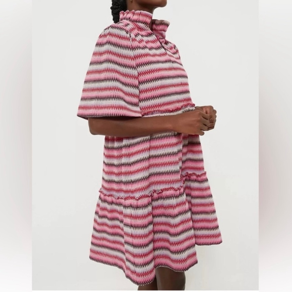 NEW Tuckernuck Zigzag Knit Stripe Crawford Dress Women’s M Pink Feminine Casual - Picture 2 of 12